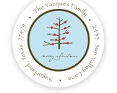 Christmas Tree, 1.5" round - PRINTABLE Return Address Sticky - Vivian Collado Designs