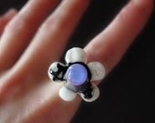 Fused Glass Ring - Flower Power Periwinkle Spotlight