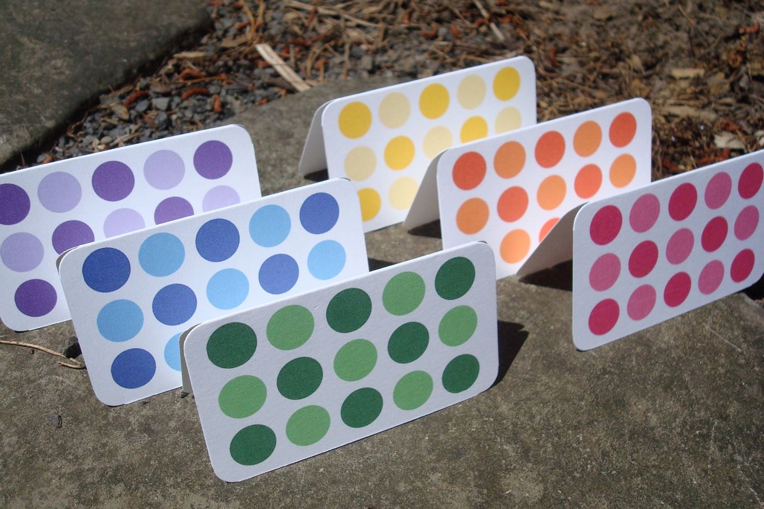 Mini Rainbow Sparkle Polka Dot Cards - set of 6 - Gift Enclosure Cards