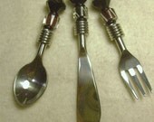 BURGUNDY and BLACK  BEADED Appetizer Serving Set for your  Dinner Table - Handcrafted - Free Shipping