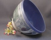 Periwinkle Ceramic medium size serving bowl  -ready to ship today - in woodland forest design D4