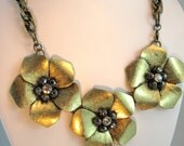 Antique Gold Floral Chain Necklace