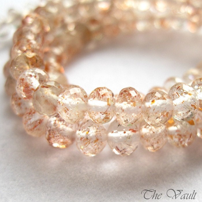 10 Sunstone 4-4.5mm microfaceted rondelles - lt orange