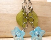 Poolside - Floral and leaf dangle earrings