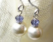 Tanzanite on Cream Swarovski earrings