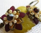 Wine Blossom vintage style earrings