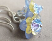 Sunny skies - Topaz Gemstone, Swarovski and sterling silver flower earrings