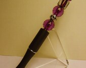 PURPLE PASSION BEADED Ball Point Pen - Handcrafted/Handmade  -  Free Shipping