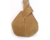 Leather Wristlet Purse Clutch Japanese Knot Bag Camel Carmel Yellow Brown Glossy Round FREE SHIPPING