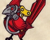 Gasmask Cardinal embroidered baby bib