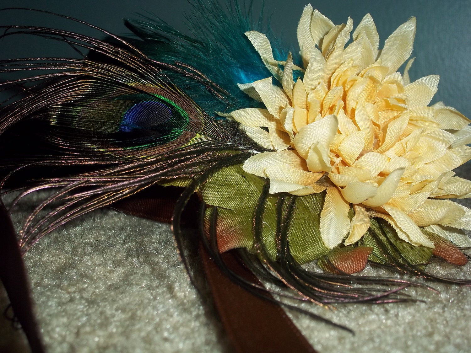 Flower headband woodland wildflowers cruelty free peacock feathers wedding bridesmaids bridal