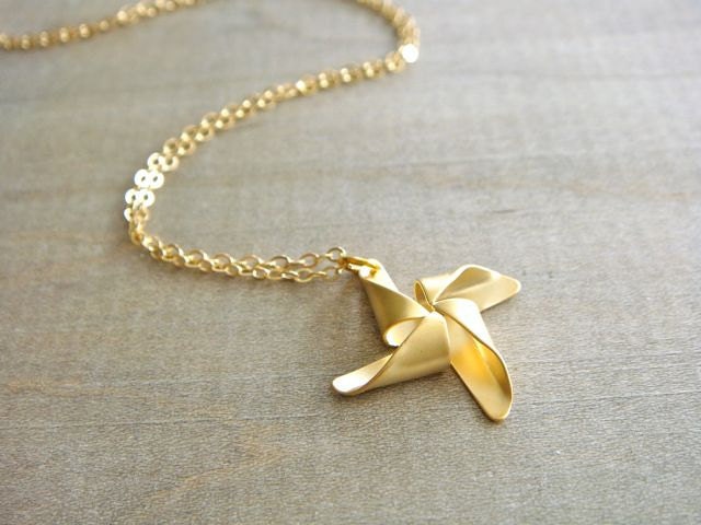 Gold Pinwheel Necklace