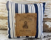 Primitive Pillow Rustic Lincoln Navy Vintage Ticking Stripe