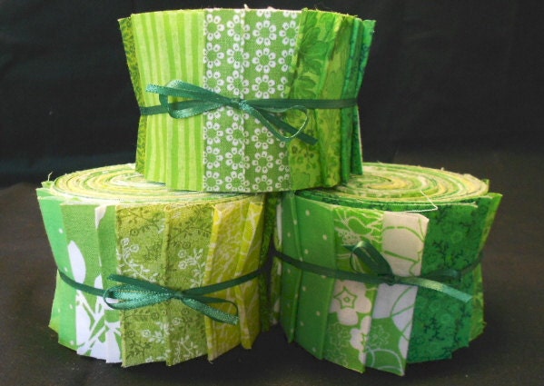 Lime Green Jelly Roll Fabric Strips - Quilt Strips Jelly Roll - SEW FUN QUILTS Time Saver Quilt Kit