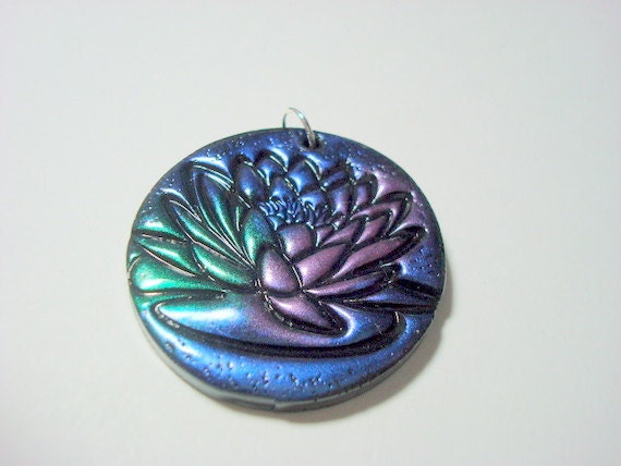 Magic Shine Blossoming Lotus Handmade Polymer Clay Pendant