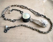 Angels of Torment. MOP Pillbox and Barnacle White Assemblage Necklace.