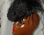 Pleated Black and White Polka Dot Hat