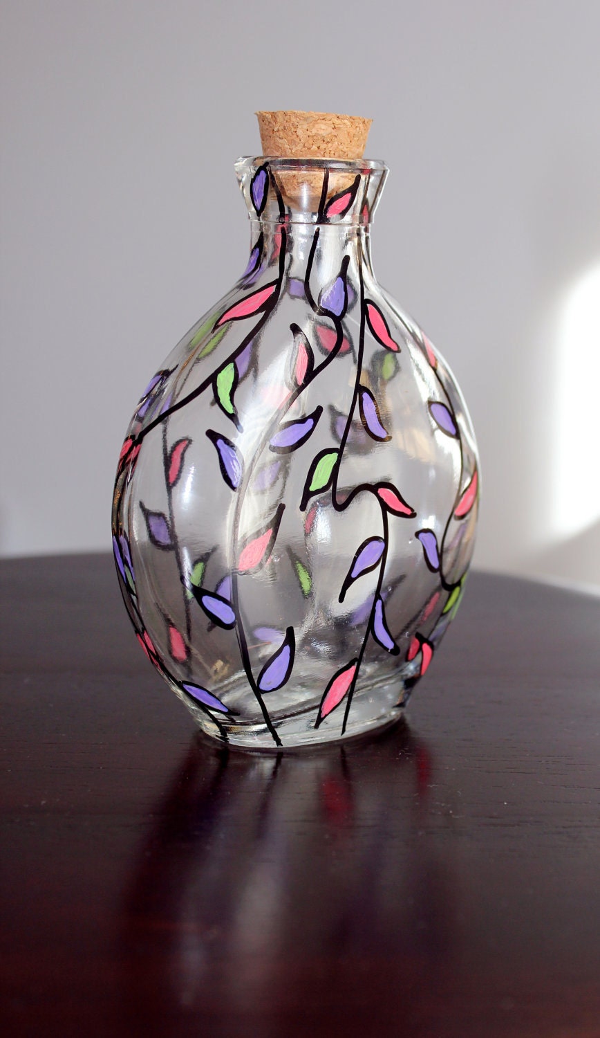 Hand Painted Colorful Vines Glassware