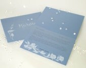 Hand Painted Wedding Cards - Be My Bridesmaid - Blue Pearl with Hand Painted White Roses - Set of 4 Personalized Message, Matching Envelopes