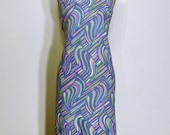 HOLIDAY SALE 15% OFF Vintage 1960s Dress - 60s Wiggle Dress - Purple and Blue Pastel