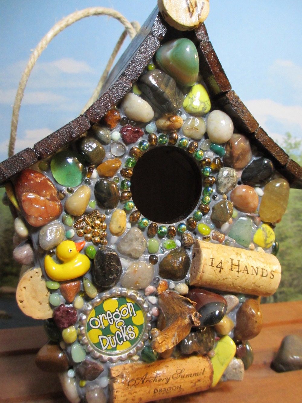 Oregon Ducks Outdoor Mosaic Birdhouse Ready to hang Outdoors