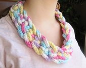 Necklace Collar Chunky Crochet Knit Pastels Cotton