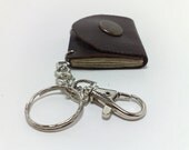 mini book, journal, handmade, natural brown leather,  rustic vintage beige paper/ boys and men, unique, ooak, keychain, for secret  words