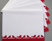White Note Cards with Red Birds Set of 6