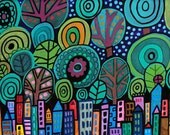 Abstract Art - Manhattan, Central Park NYC Print Art Poster of Painting