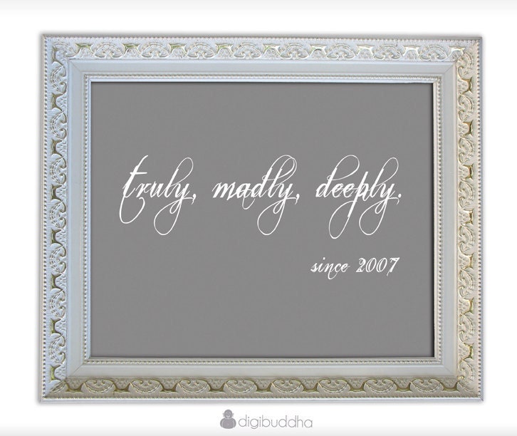 Personalized Truly Madly Deeply Couples Poster Anniversary Wedding Poster 8x10 Custom Color & Marriage Year Premium Print
