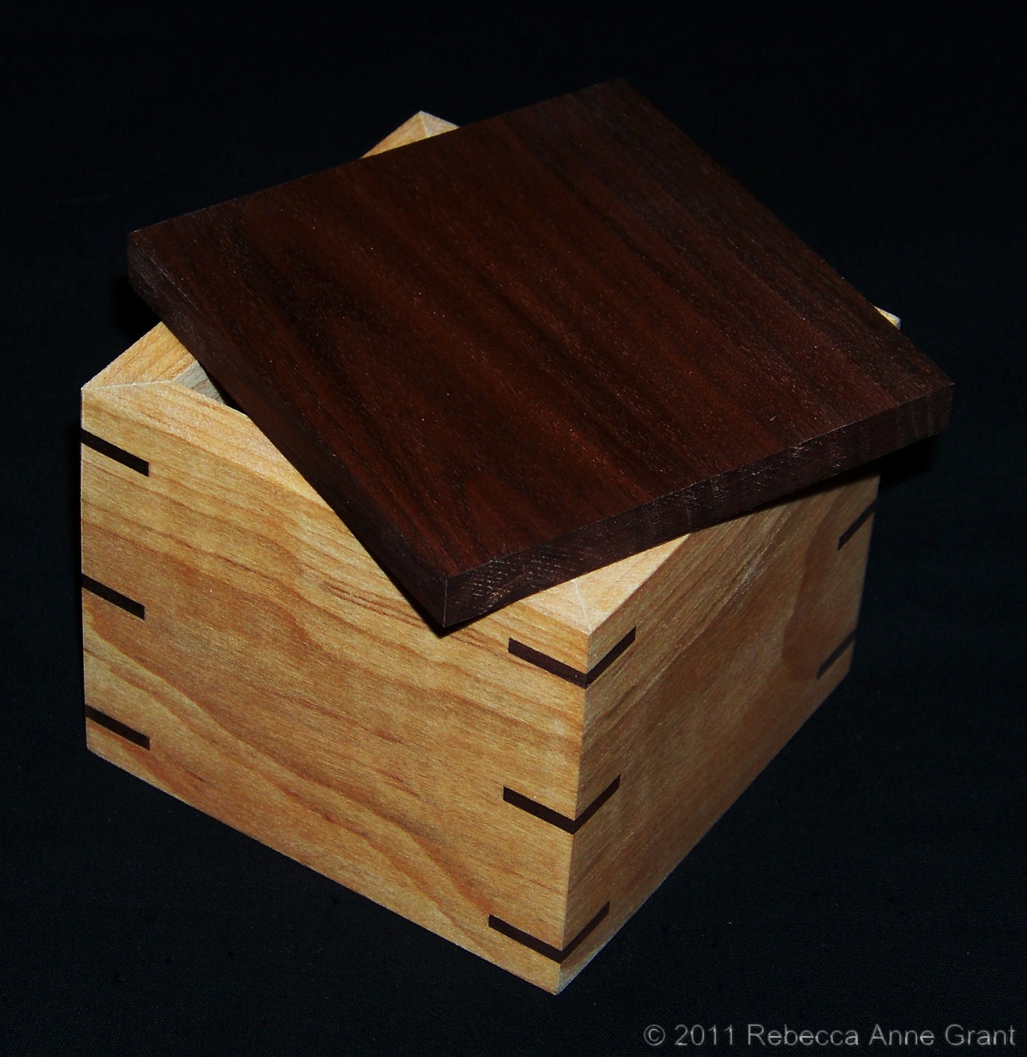Large Tiger Maple and Walnut Ring Box