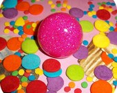 XX Barbie Pink Glitter Glam Dome Ring XX