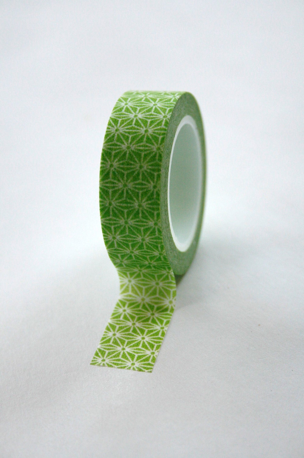 Washi Tape - 15mm - Green and White Geometric Pattern - Deco Paper Tape