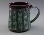 Mug handmade wheel thrown purple eggplant teal blue  green porcelain by Mark Hudak