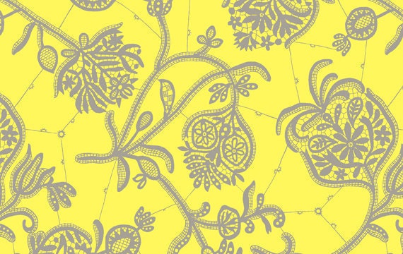 Amy Butler Lark Collection Fabric Yardage - Souvenir - Lemon Yellow  - 1 Yard