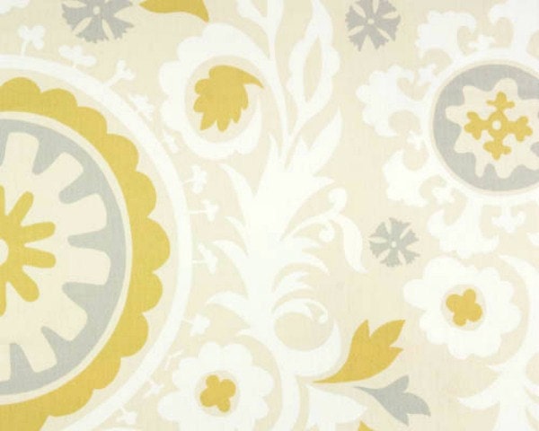 Home Decor Fabric Yardage - Suzani Print - Gray and Yellow  by Premier Prints 1 Yard