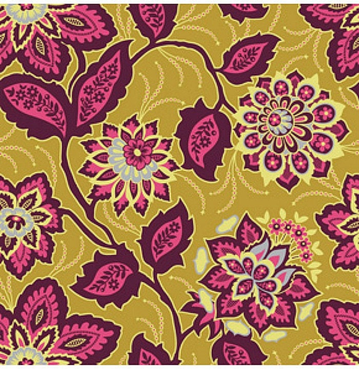 NEW - Home Dec Fabric Yardage - Joel Dewberry Heirloom Collection - Ornate Floral- Gold  - 1 Yard