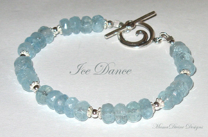 Ice Dance" - Aquamarine Sterling Silver Beaded Bracelet