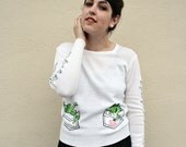 Vintage Sweater / Embroidered Sweater / Frog Prince / 1970s