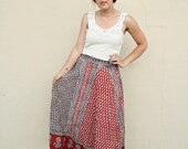 Vintage Wrap Skirt / Autumnal Skirt / Ethnic Batik Skirt / 1970s