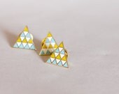 Brooch Geometric Enamel triangles pattern inspired by navajo south western