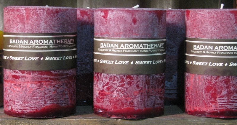 Candle: Fragrant Dark Red Pomegranate Akee Fruit & Musk Pillar Candle 3x4.5 Valentines Gift - Badanbody