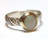 White Opal Bespoken Ring 14K Gold Sterling Engagement