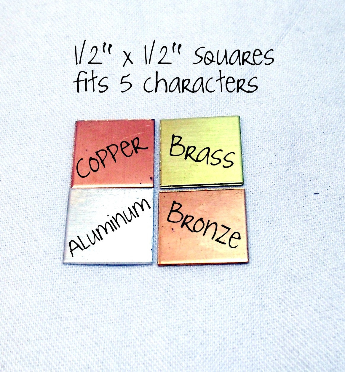 1/2" x 1/2" Brass Square Disc - Add One to your Custom Necklace or Bracelet - Extra Disc - Listing for One