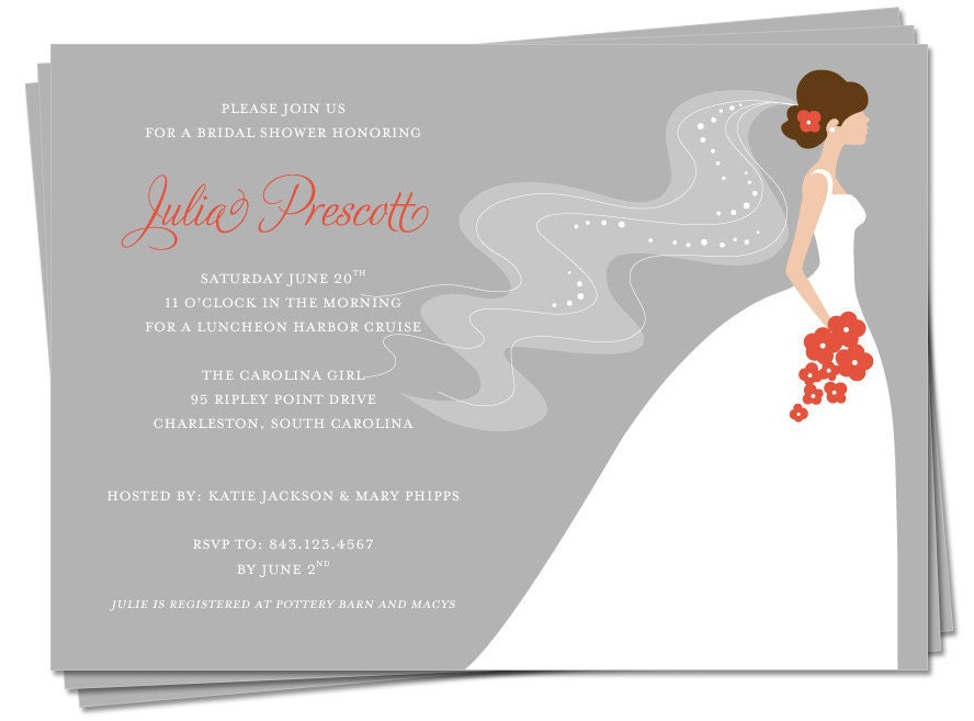 PRINTABLE - Bridal Shower Invitation - Custom colors to match the wedding theme (Beautiful Bride)