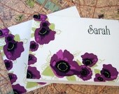 Poppy Personalized Note Cards - Purple Poppies