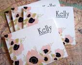 Poppy Personalized Note Cards - Pink Poppies