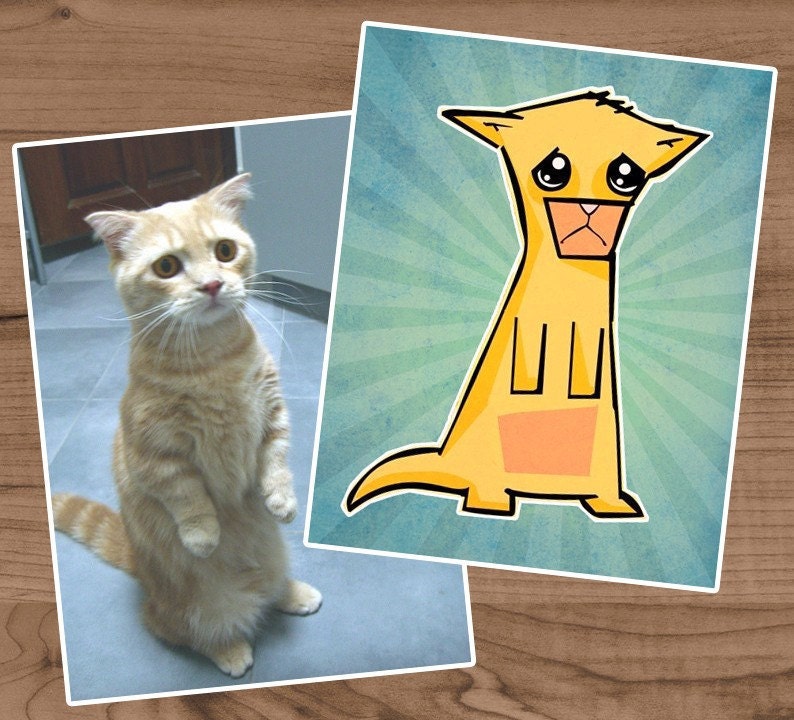 Custom Pet portrait from your photos Cats Dogs Bunnies