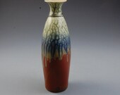 Bottle Vase Porcelain Cinnamon Brown Fern Green  Blue handmade porcelain by Mark Hudak