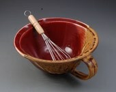 Batter Bowl  Cranberry Red and Golden Brown handmade porcelain by Mark Hudak